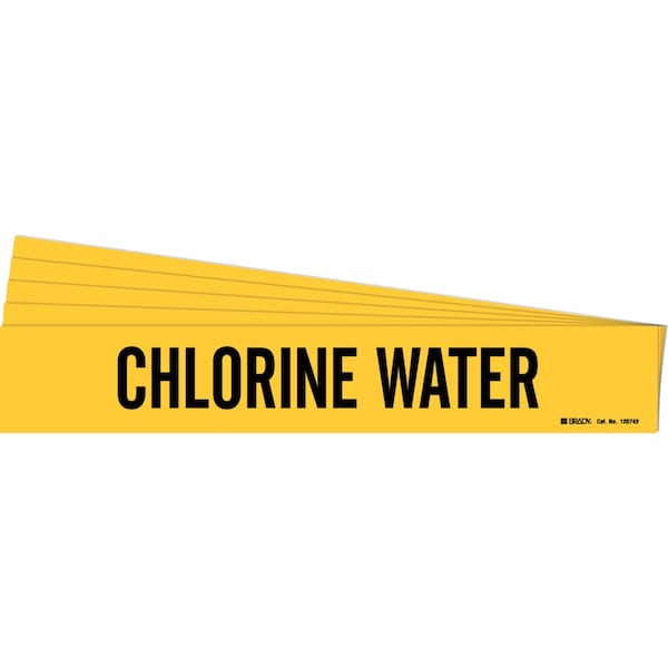 CHLORINE WATER Pipe Marker Style 1HV Black on Yellow 1 per Card, 5 PK